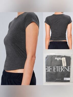 Eterne Fitted Crewneck Short Sleeve Tee In Heather Charcoal Gray